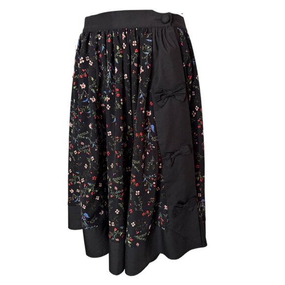 Unique Vintage Black Floral Print Midi Skirt Size M - Picture 3 of 11